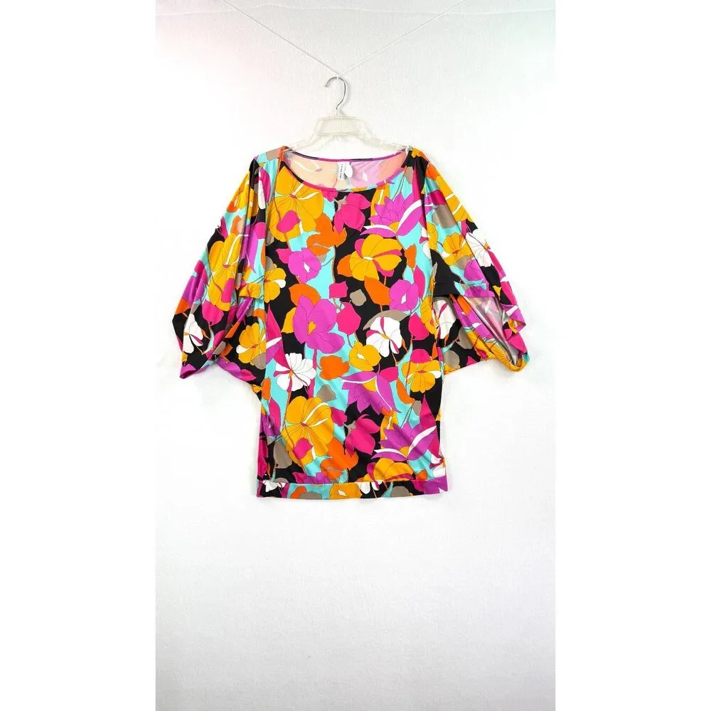 Trina Turk | Gemini Swim Suit Cover-Up Tunic Bright Vivid Florals | Sz XL - Picture 8 of 8